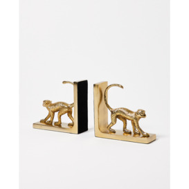 Monkey Gold Metal Book Ends