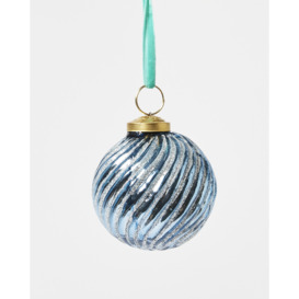 Recycled Glass Blue Swirl Christmas Bauble Decoration
