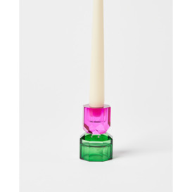 Faceted Pink & Green Crystal Tealight & Candlestick Holder