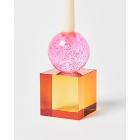 Cube Orange & Pink Crystal Candlestick Holder