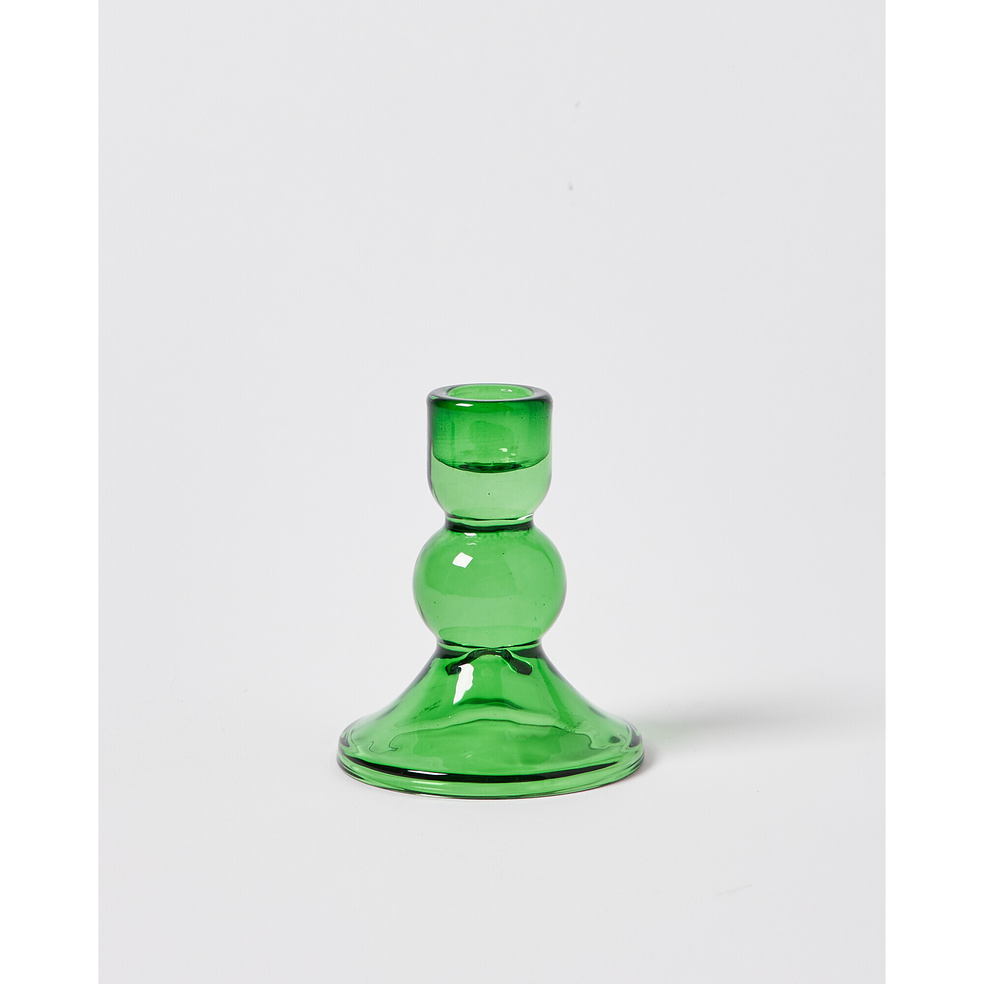 Kamm Green Glass Candlestick Holder