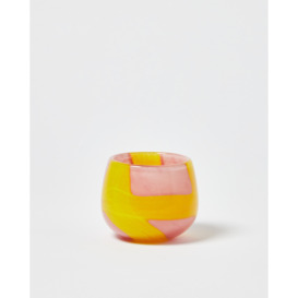 Obi Yellow & Pink Glass Tealight Holder