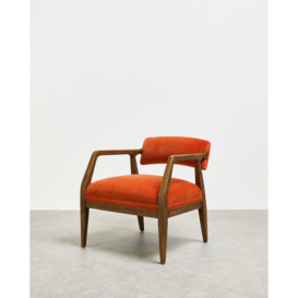 Payen Orange Velvet & Rubberwood Armchair