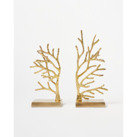 Coral Gold Metal Book Ends