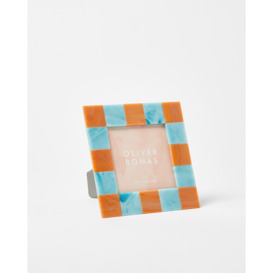 "Alyssa Blue & Orange Glass Photo Frame 4x4"""