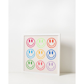 Embroidered Smiley Faces Framed Wall Art