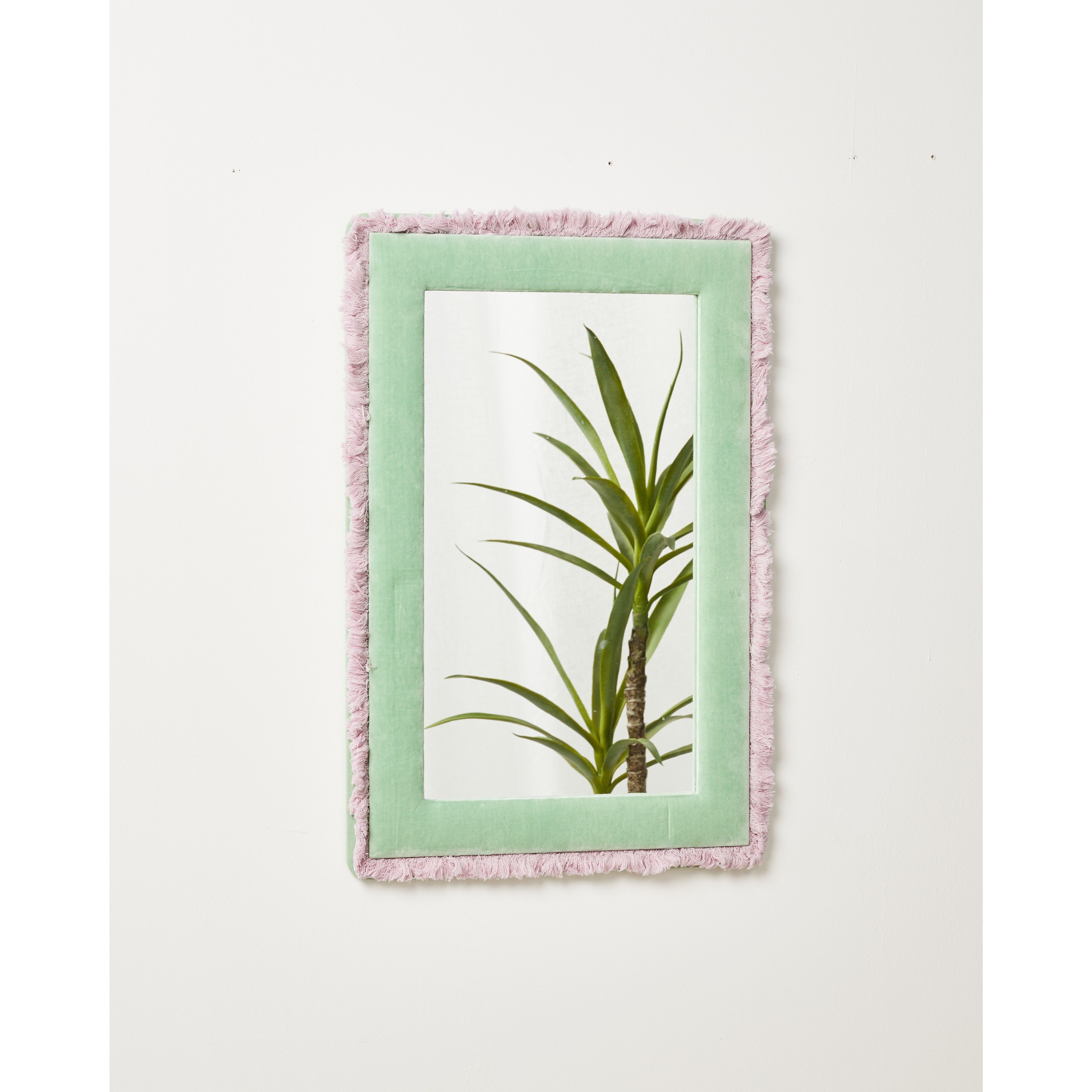 Issey Sage Green Velvet Wall Mirror
