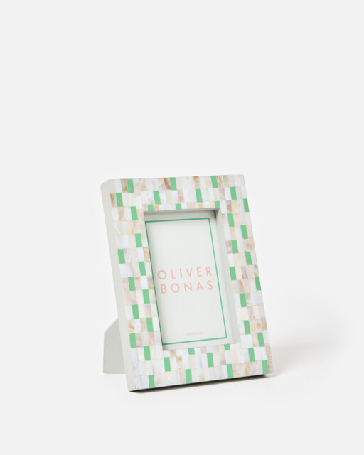"Lina Green Resin & Mother Of Pearl Photo Frame 6x4"""