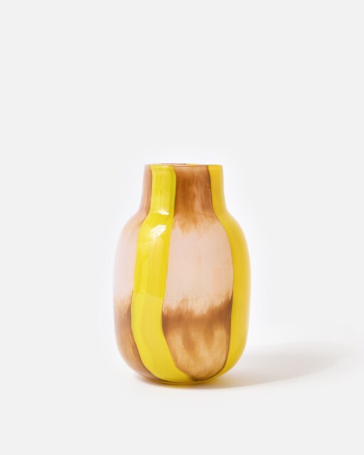 Llenya Yellow Striped Glass Vase