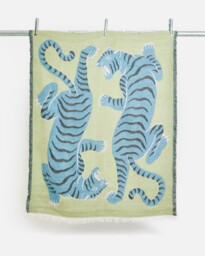 Green & Blue Tigers Jacquard Throw