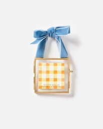 "Gold Tone Brass Mini Bow Hanging Photo Frame 3x3"""