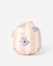 Lya Pink Stripe Floral Ceramic Vase