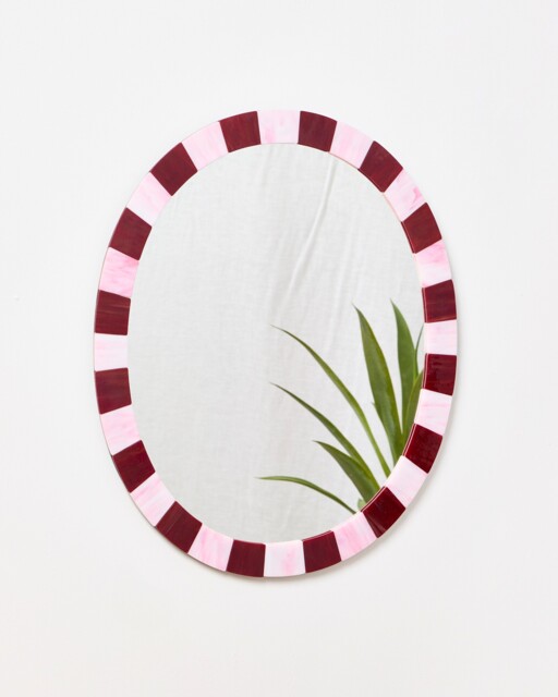Alyssa Pink & Burgundy Coloured Glass Wall Mirror