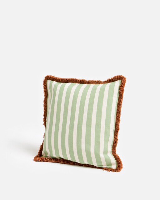Issey Green & White Striped Cushion Cover 45x45cm