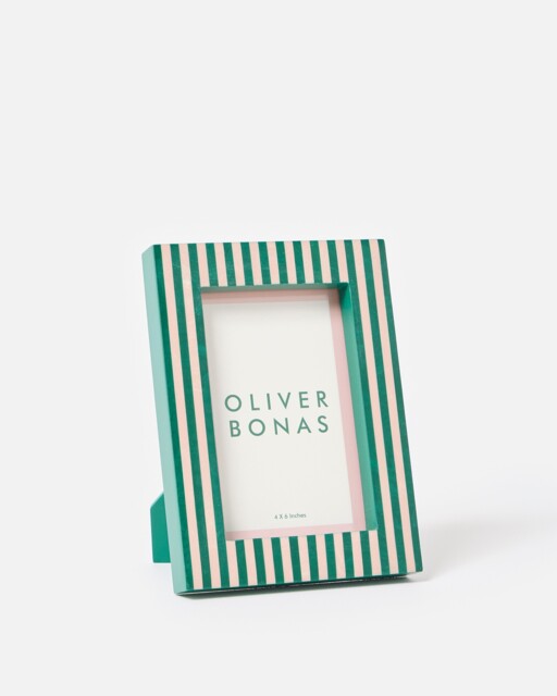 "Paloma Pink & Teal Stripe Resin Photo Frame 6x4"""
