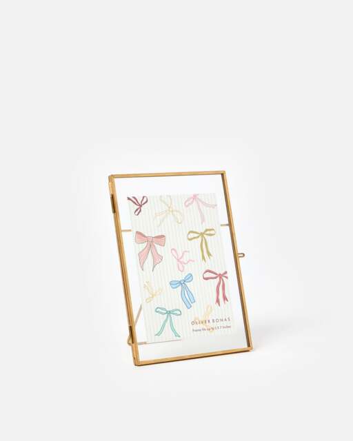 "Gold Tone Brass Standing Portrait Photo Frame 5x7"""