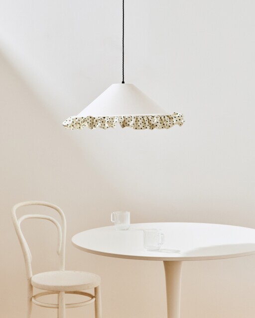 Tate Green Polka Dot Ruffle Pendant Lamp Shade