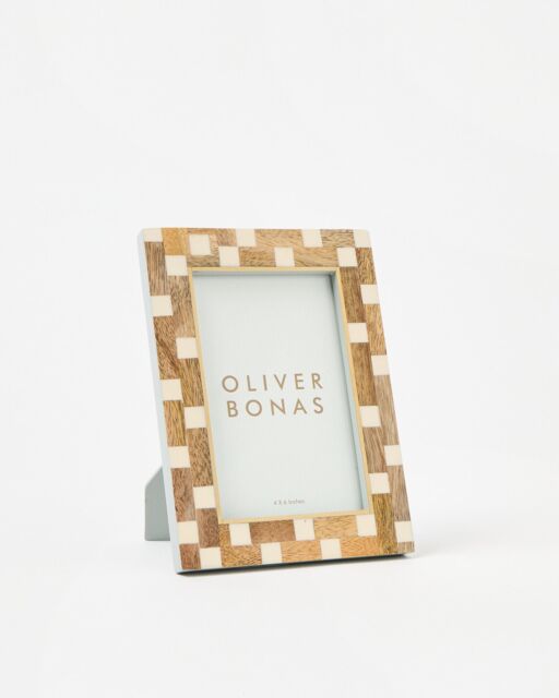 "Mika Chequerboard Mango Wood Photo Frame 6x4"""