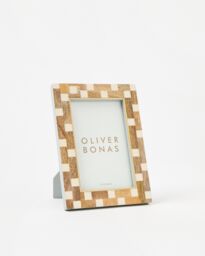 "Mika Chequerboard Mango Wood Photo Frame 6x4"""
