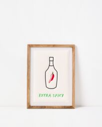 Extra Spicy Cream Embroidered Framed Wall Art
