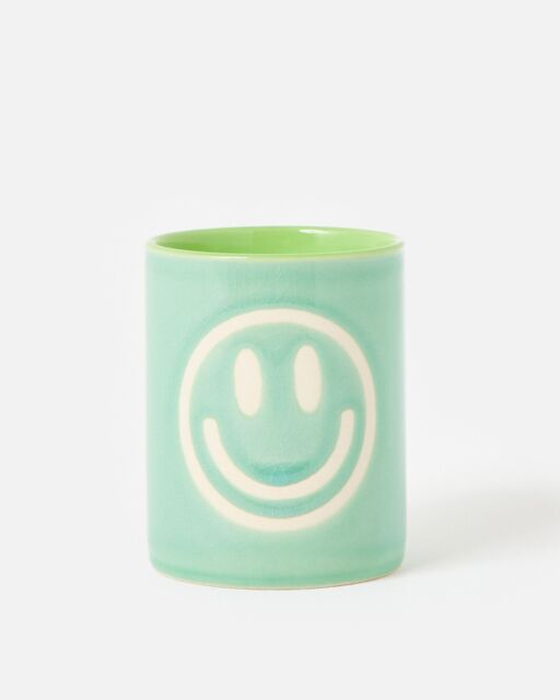 Smiley Blue Ceramic Candle