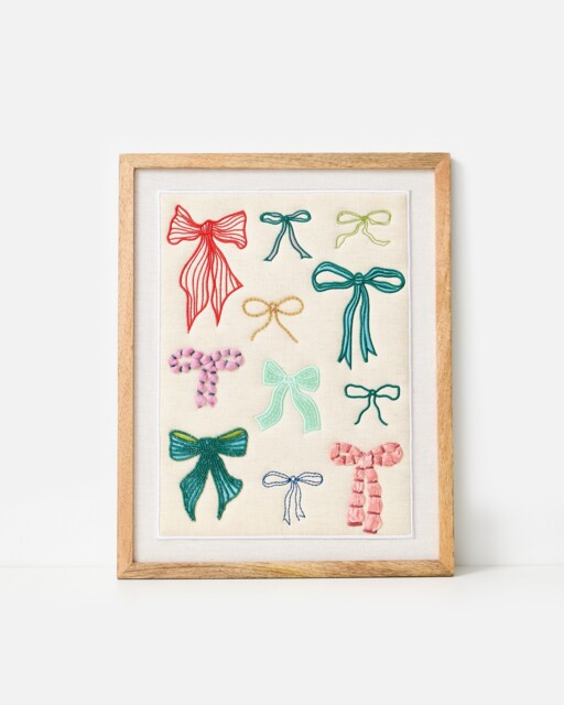 Embroidered Bows Framed Wall Art