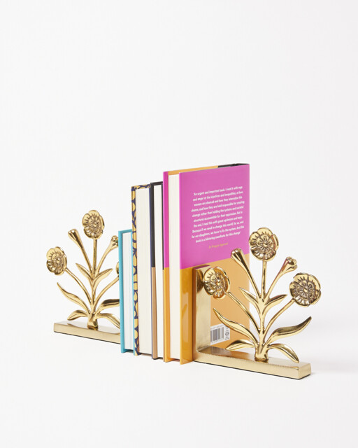 Flower Gold Metal Bookends