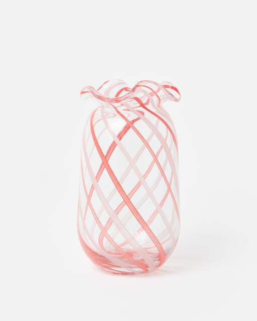 Palmera Red Swirl Glass Vase