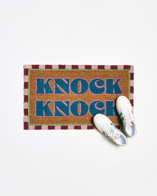 Stripe Border Knock Knock Doormat