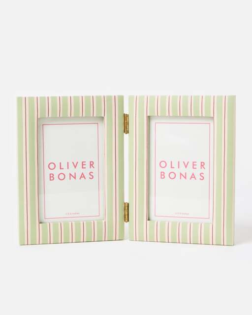 "Reine Green Paper Double Photo Frame 4x6"""