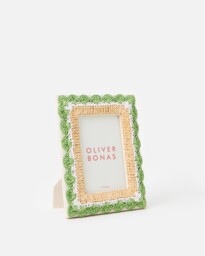 "Green & Cream Raffia Photo Frame 4x6"""