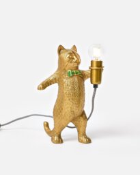 Pierre the Cat Gold Tone Table Lamp