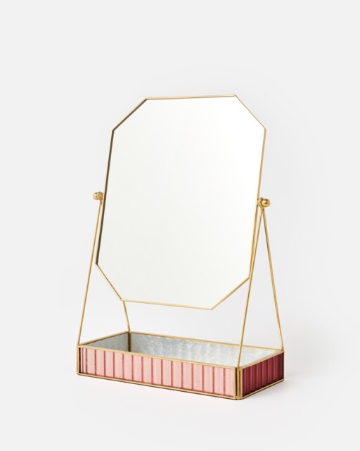 Evissa Gold Tone & Glass Dressing Table Mirror
