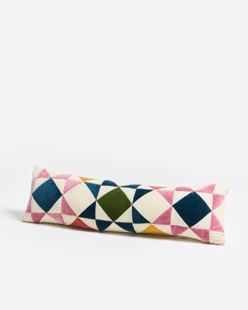 Patchwork Multicolour Velvet Bolster Cushion Cover 32x95cm