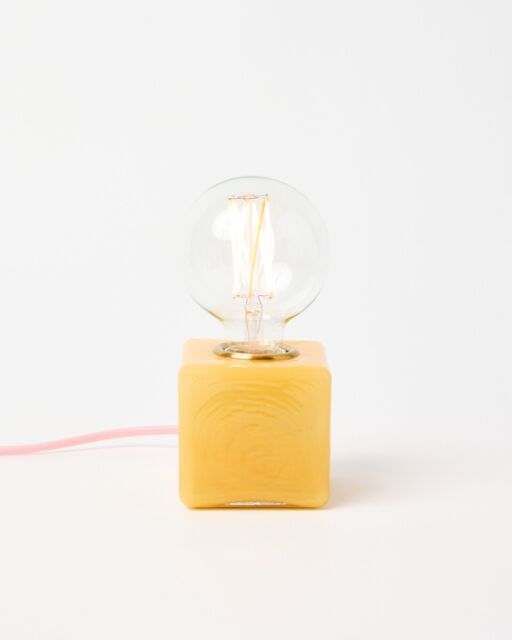 Alina Yellow Glass Square Desk & Table Lamp Base