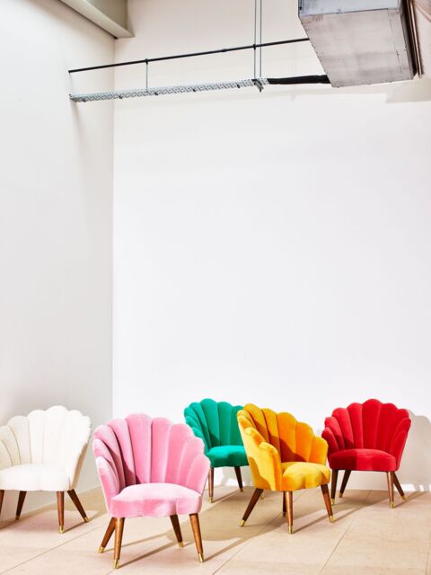 Flora Scalloped Dusty Pink Velvet Armchair