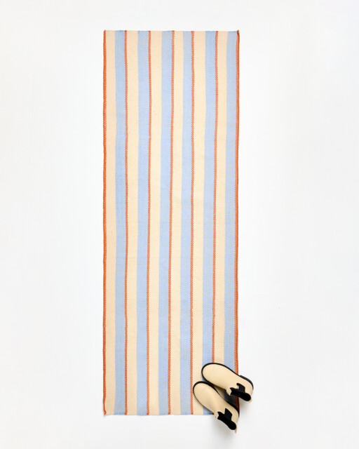 Blue & Orange Stripe Woven Runner Rug 200x70cm