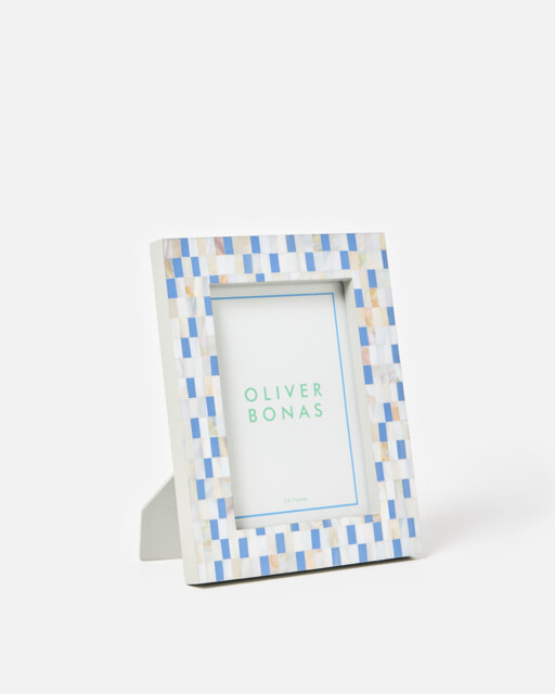 "Lina Blue Resin & Mother Of Pearl Photo Frame 5x7"""