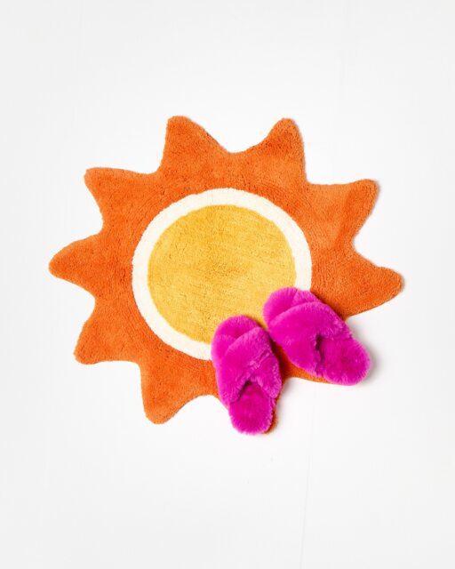 Orange Sun Round Bath Mat