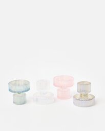 Kyto Lustre Double Sided Glass Candlestick Holders Set of Four