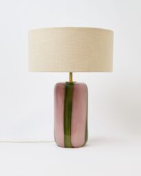 Clara Pink & Green Stripe Glass Desk & Table Lamp