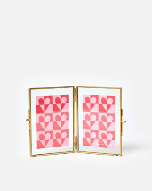 "Gold Tone Brass Double Portrait Photo Frame 6x4"""