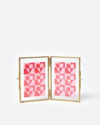 "Gold Tone Brass Double Portrait Photo Frame 6x4"""