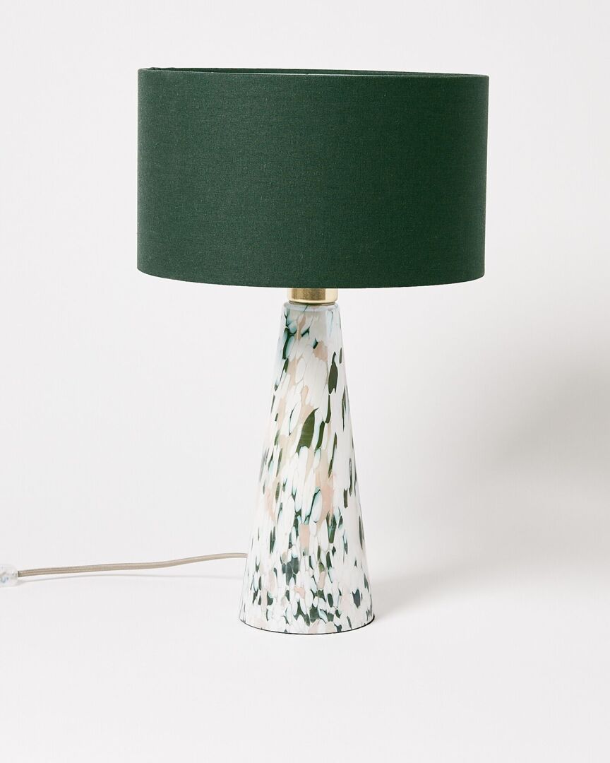 Green Glass Table Desk Lamp Large by Oliver Bonas