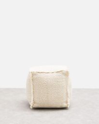 Issey White Boucle Fringed Pouffe Footstool