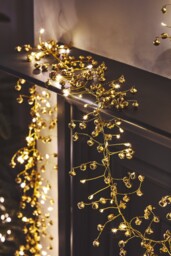 Golden Bell Christmas Garland with Lights