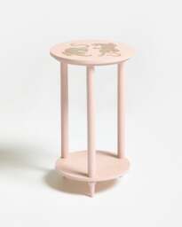 Pink Wooden Tiger Side Table