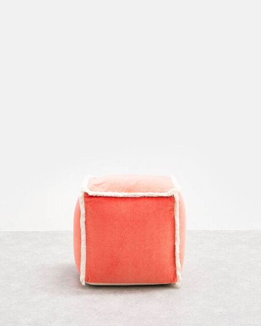 Issey Orange Velvet Fringed Pouffe Footstool