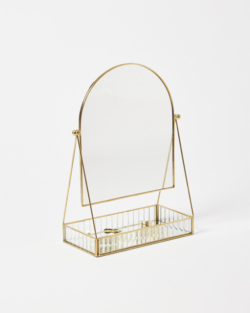 Loire Gold & Glass Arched Dressing Table Mirror with Tray