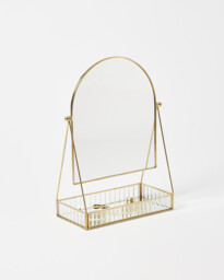 Loire Gold & Glass Arched Dressing Table Mirror with Tray